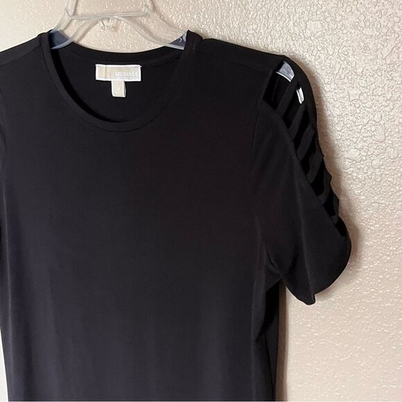 MICHAEL Michael Kors Black Knit Knee-Length Short Sleeve Shirt Dress Size Medium - Picture 4 of 8